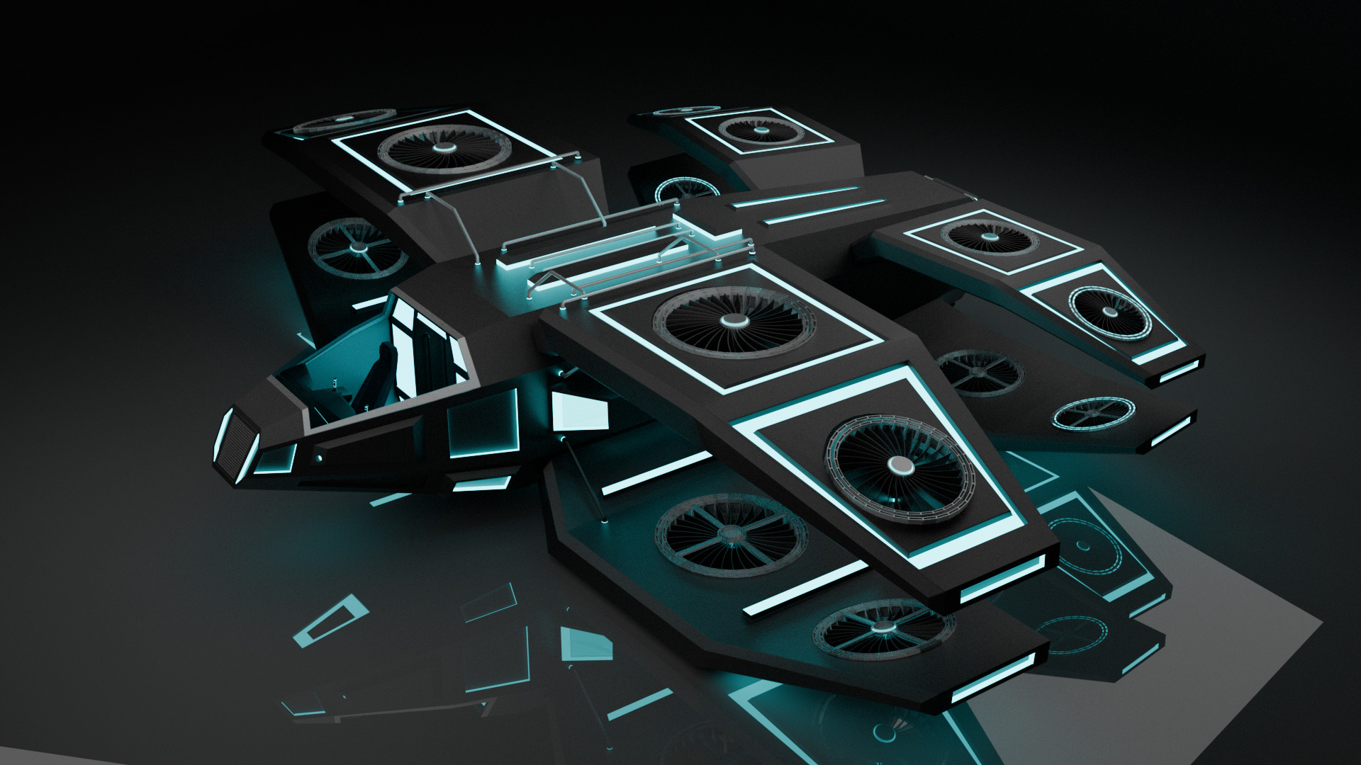 Sci Fi Air Craft Low-poly 3D model_1