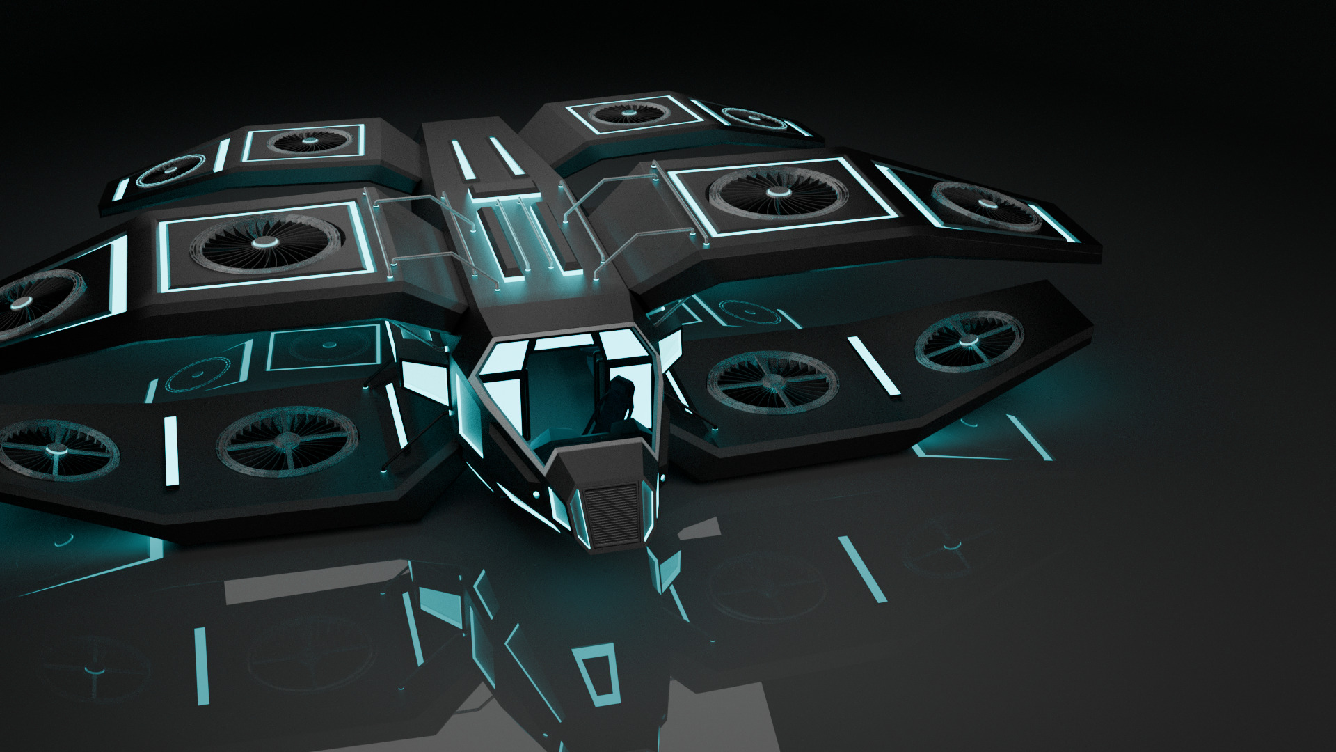 Sci Fi Air Craft Low-poly 3D model_11