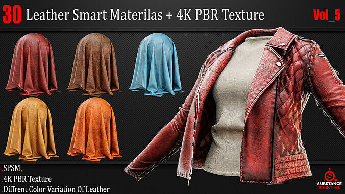 30 Leather Smart Material - 4K PBR Texture Vol 5 Texture