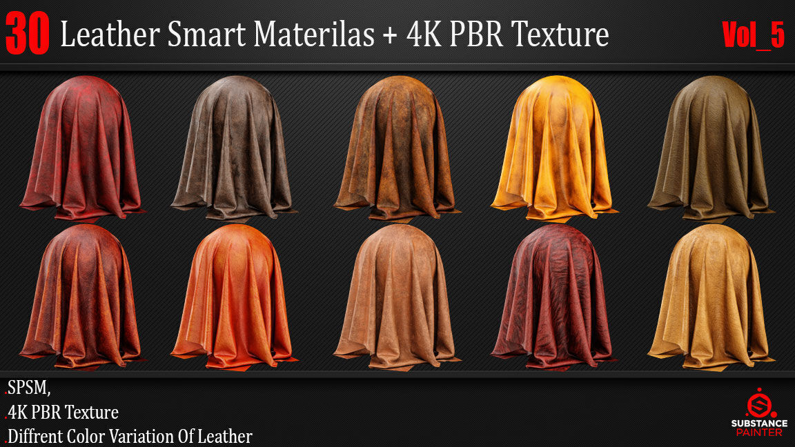 30 Leather Smart Material - 4K PBR Texture Vol 5 Texture_4