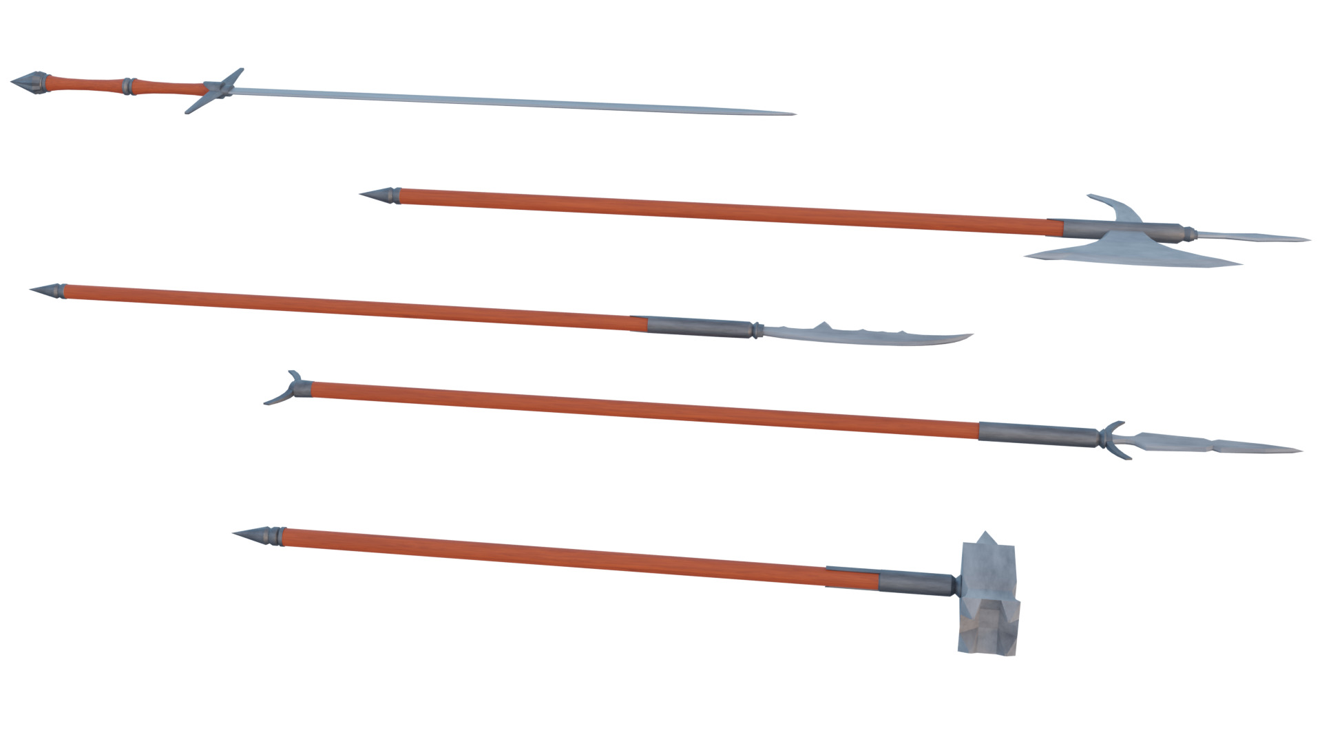 Lowpoly two handed melee pack Low-poly 3D model_2