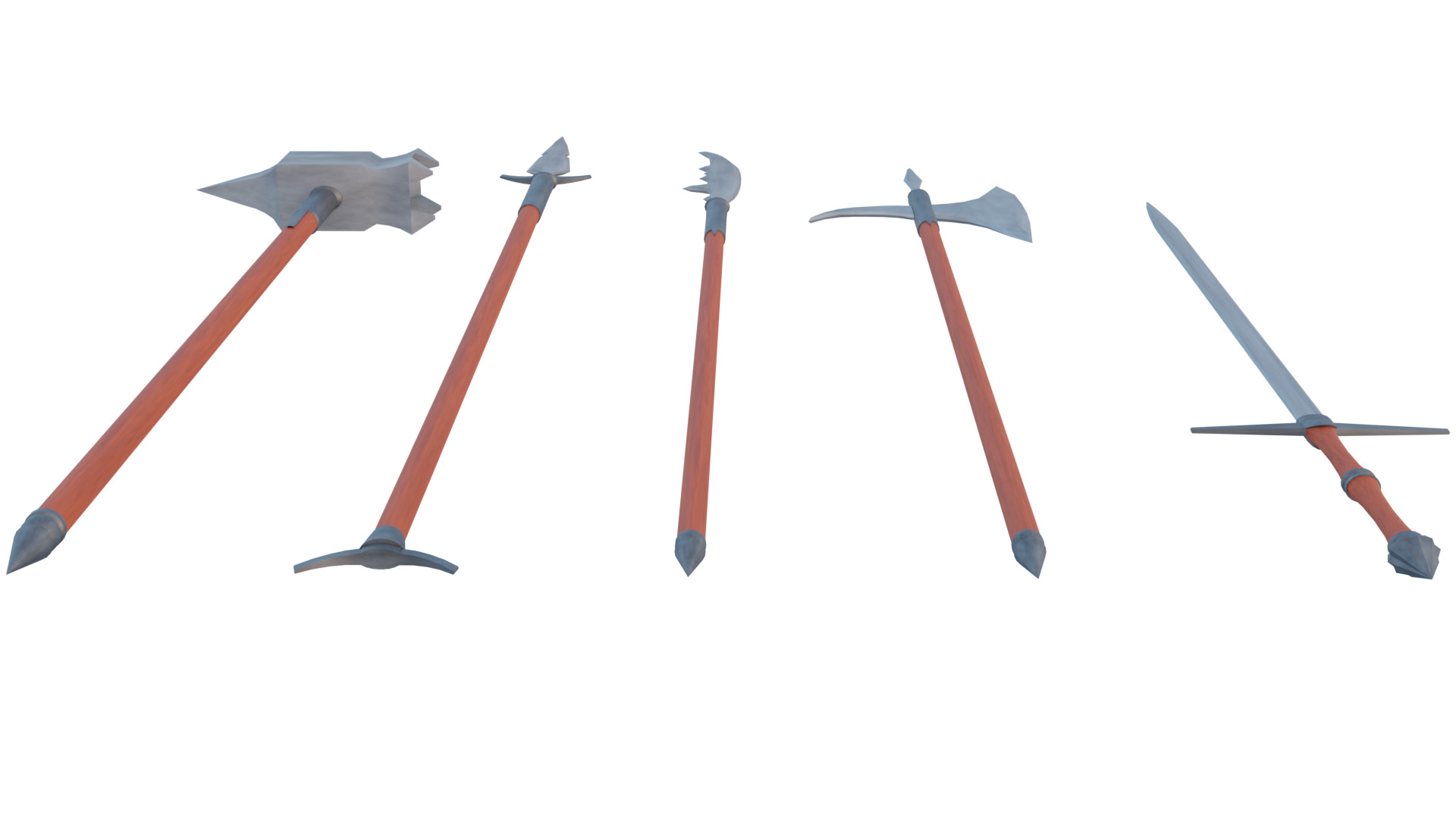 Lowpoly two handed melee pack Low-poly 3D model_4