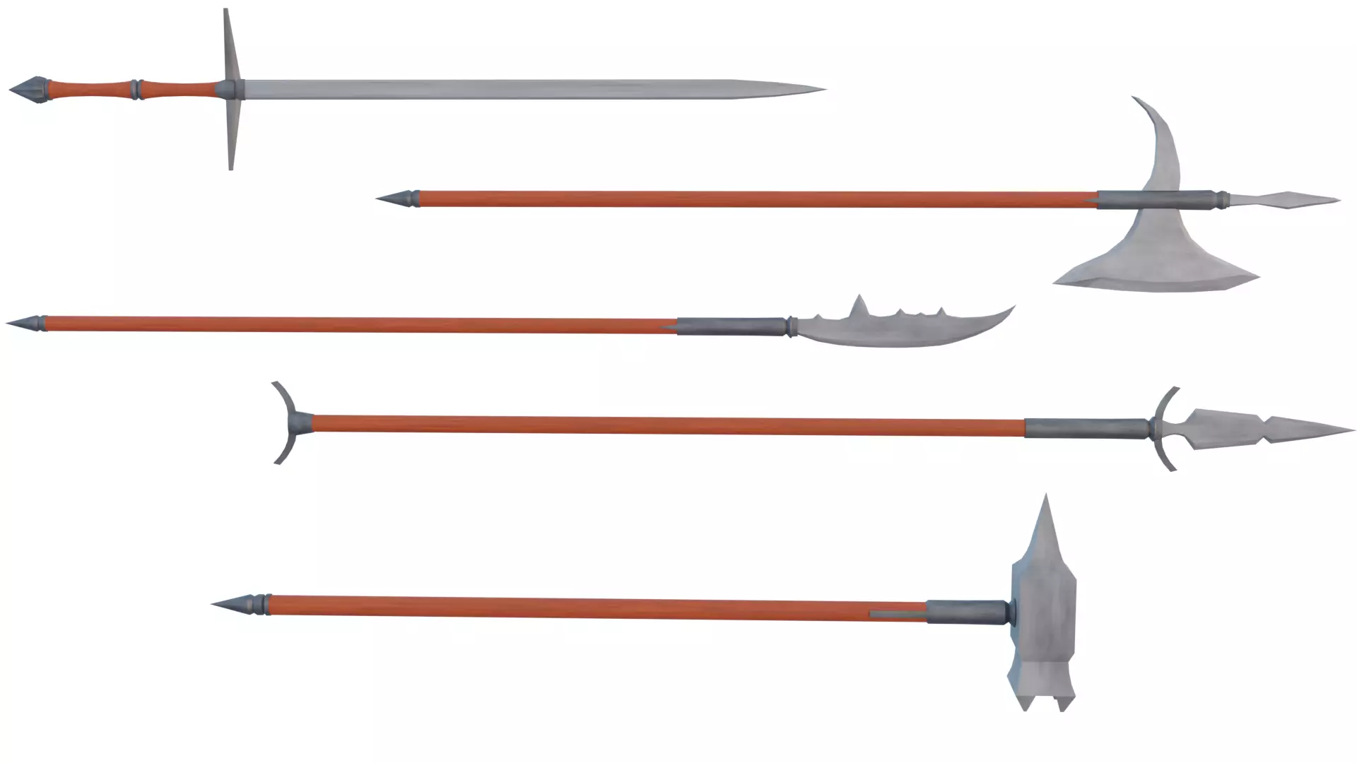 Lowpoly two handed melee pack Low-poly 3D model_0