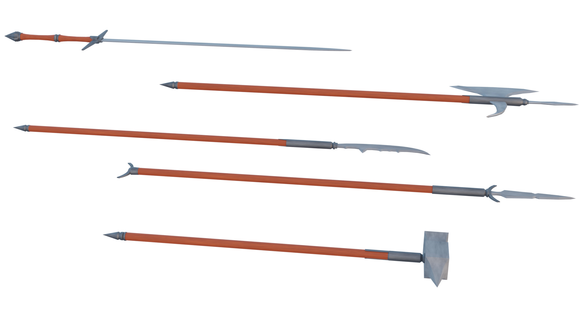 Lowpoly two handed melee pack Low-poly 3D model_1