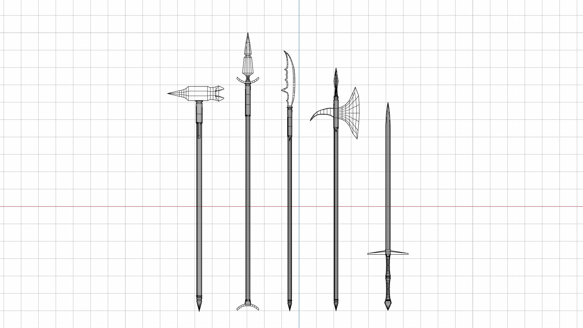 Lowpoly two handed melee pack Low-poly 3D model_5