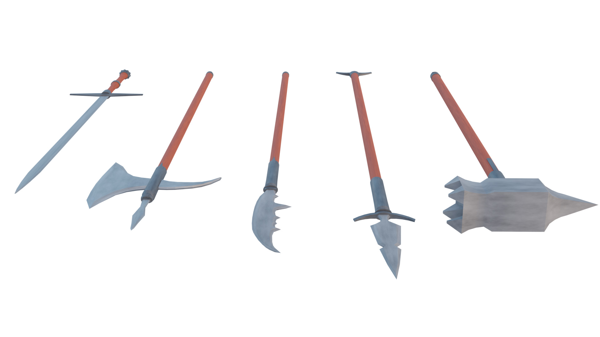 Lowpoly two handed melee pack Low-poly 3D model_3