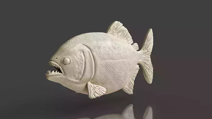 Realistic Piranha Statue STL 3D print model