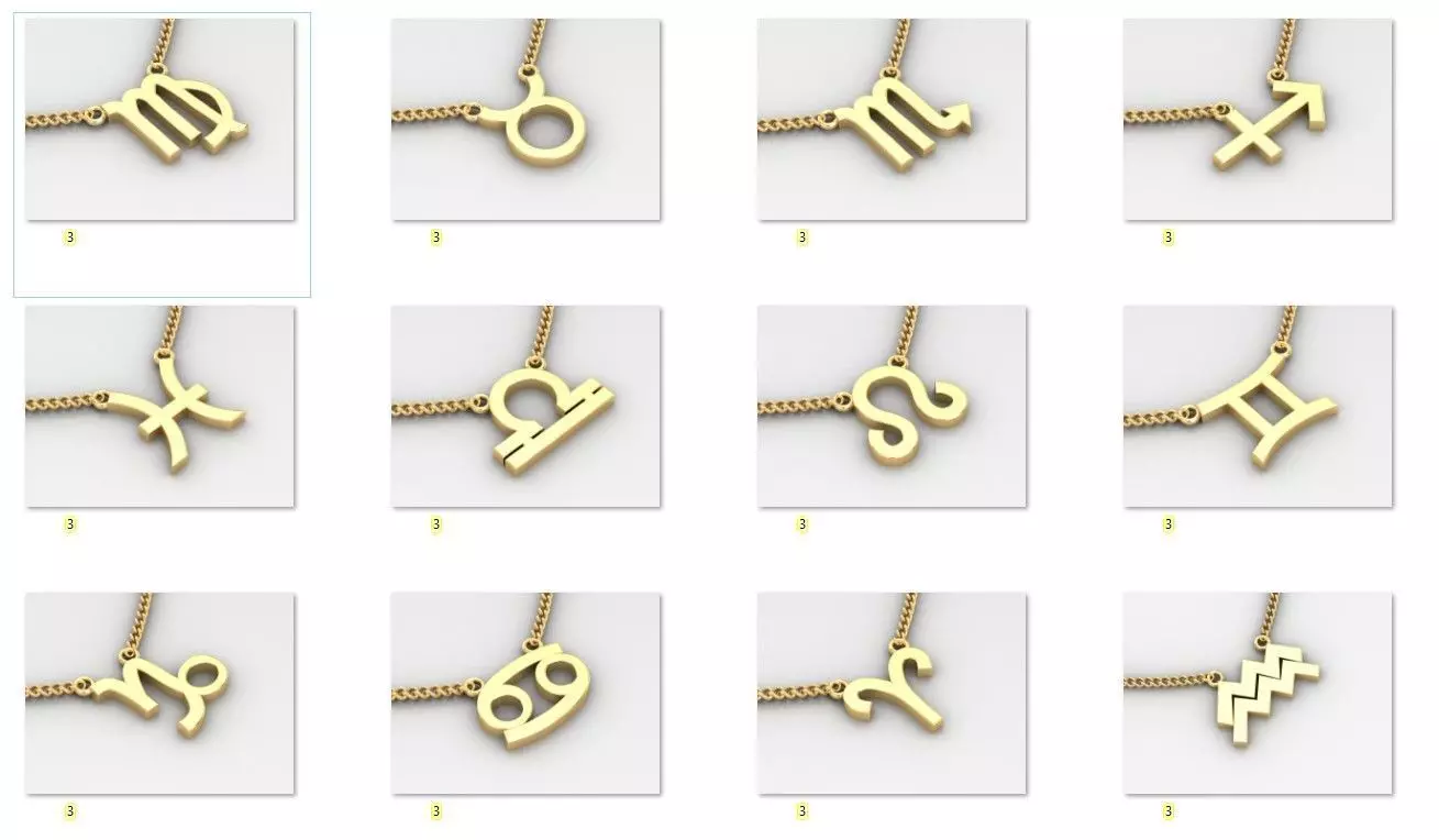 12 Zodiac Pendant Version 1 Album with 3dm STL For Big Discount 3D print model