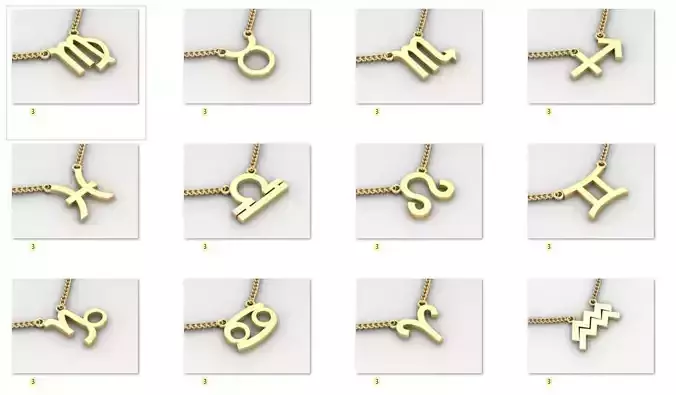 12 Zodiac Pendant Version 1 Album with 3dm STL For Big Discount