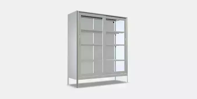 IDASEN Cabinet with sliding glass doors