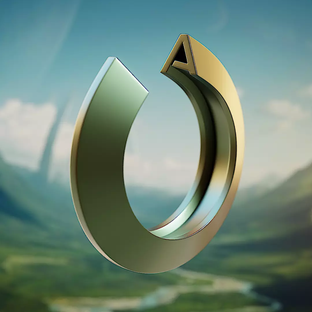 Curved Letter A Ring - Modern Symbolic Jewelry 3D Print 43 3D print model