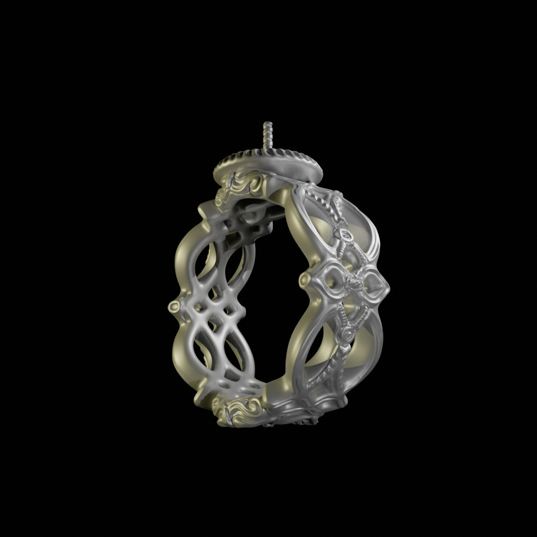 Sculpted Ring for Pearls  3D print model_4