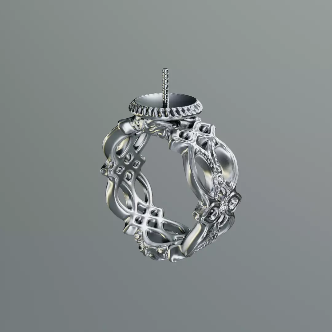 Sculpted Ring for Pearls  3D print model_0