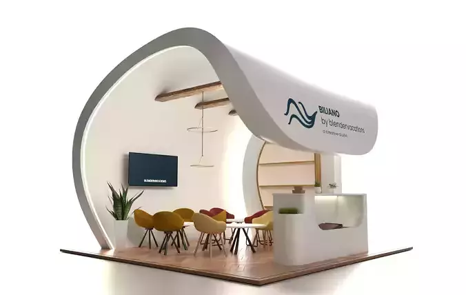 Exhibition booth design  Low-poly 3D model