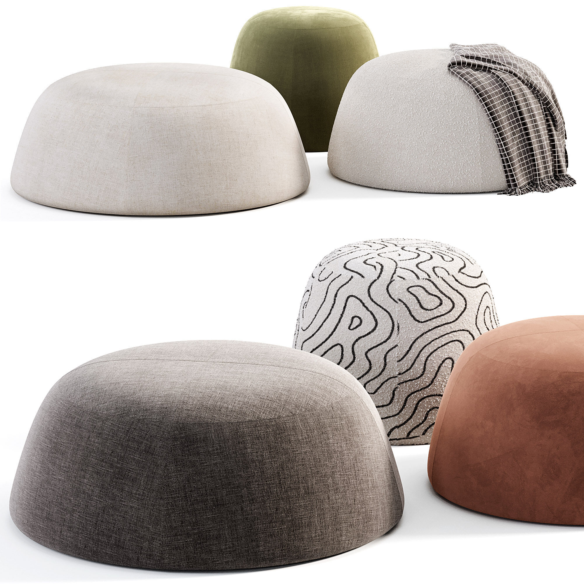 FUJI Pouf By MDF Italia Low-poly 3D model_5