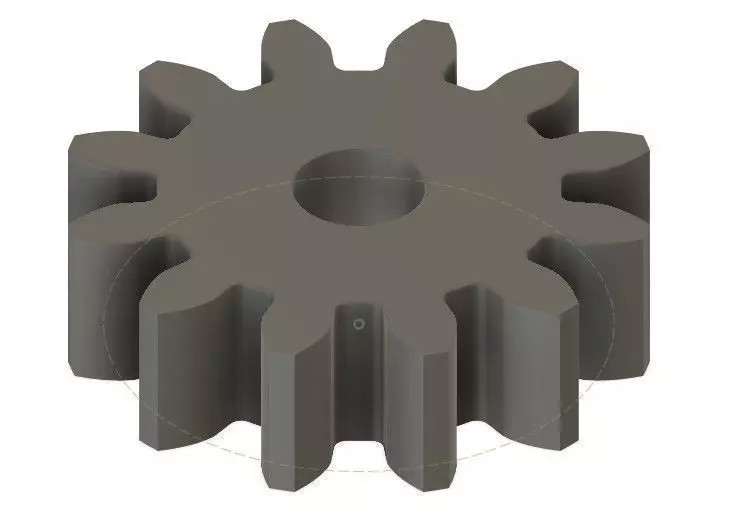 Spur Gear 12 teeth 5mm Wide 15mm Pitch Dia 20deg Press Angle 3D print model_0