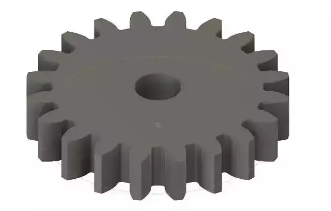 Spur Gear 20 teeth 5mm Wide 25mm Pitch Dia 20deg Press Angle 3D print model