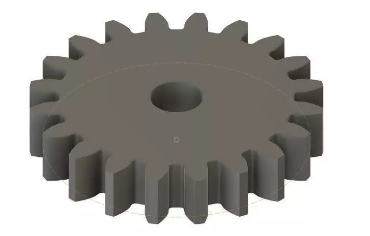 Spur Gear 20 teeth 5mm Wide 25mm Pitch Dia 20deg Press Angle 3D print model_0