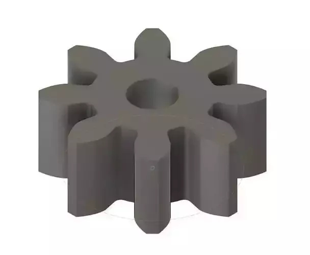Spur Gear 8 teeth 5mm Wide 10mm Pitch Diameter 20deg Press Angle 3D print model
