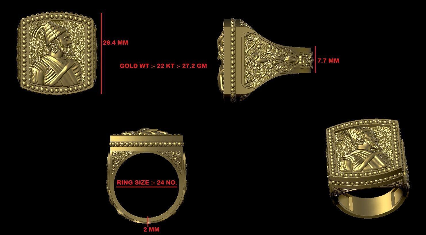 SHIVAJI RING 3D print model_14