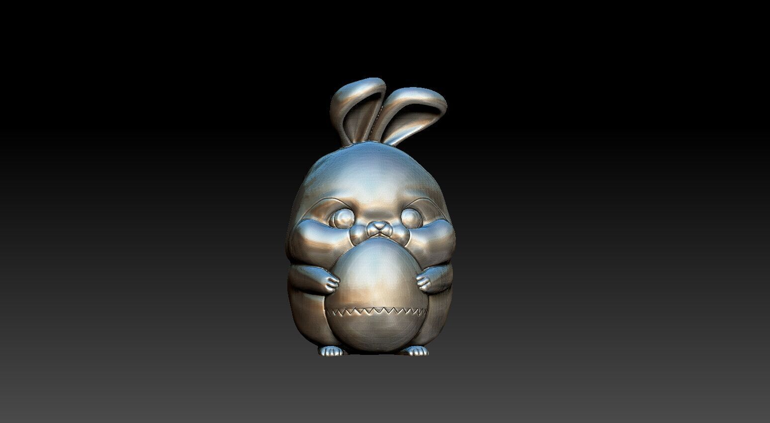 Fat cute easter bunny with an egg 3D print model_3
