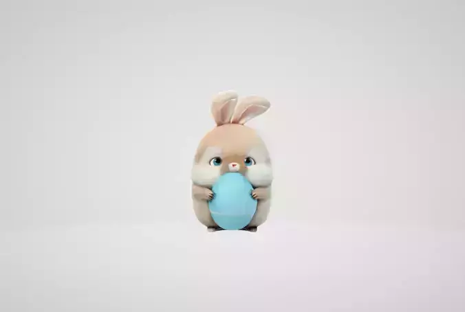 Fat cute easter bunny with an egg
