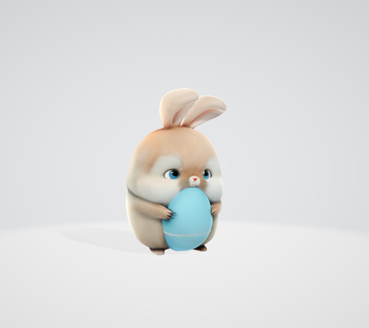 Fat cute easter bunny with an egg 3D print model_2