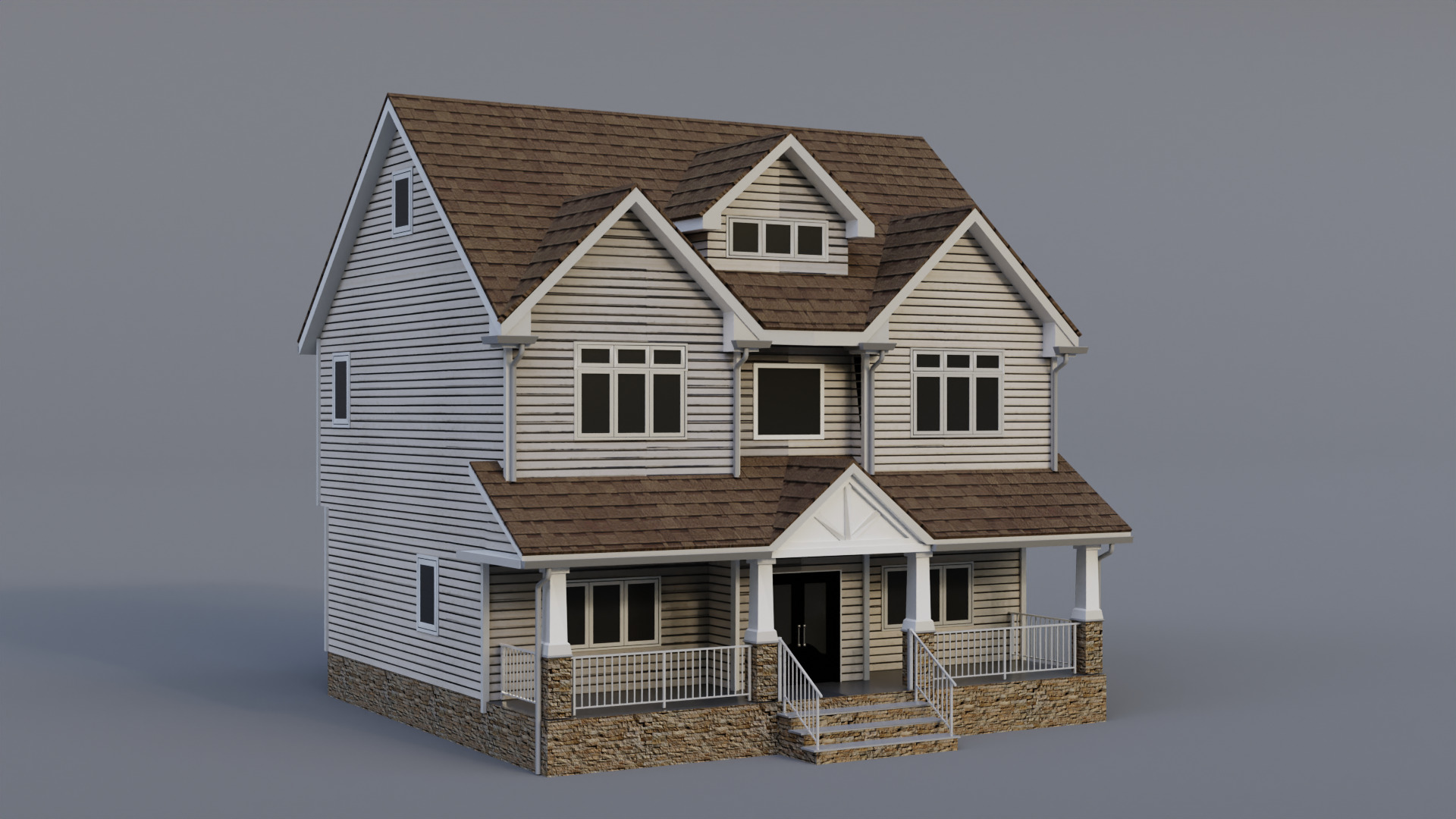 Low Poly House 22 Low-poly 3D model_2