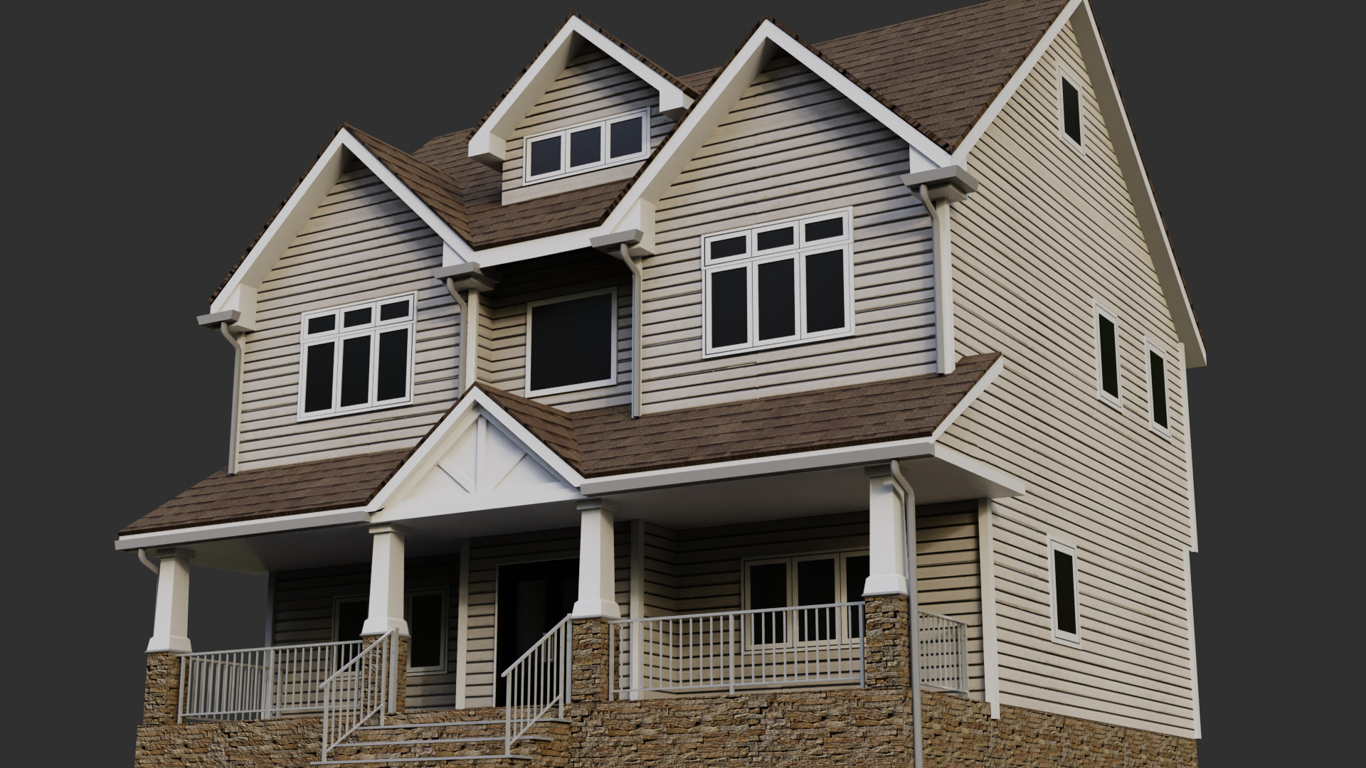 Low Poly House 22 Low-poly 3D model_6