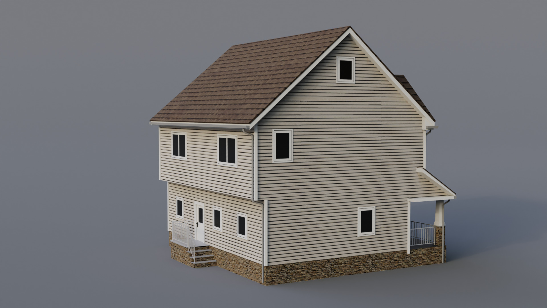 Low Poly House 22 Low-poly 3D model_4