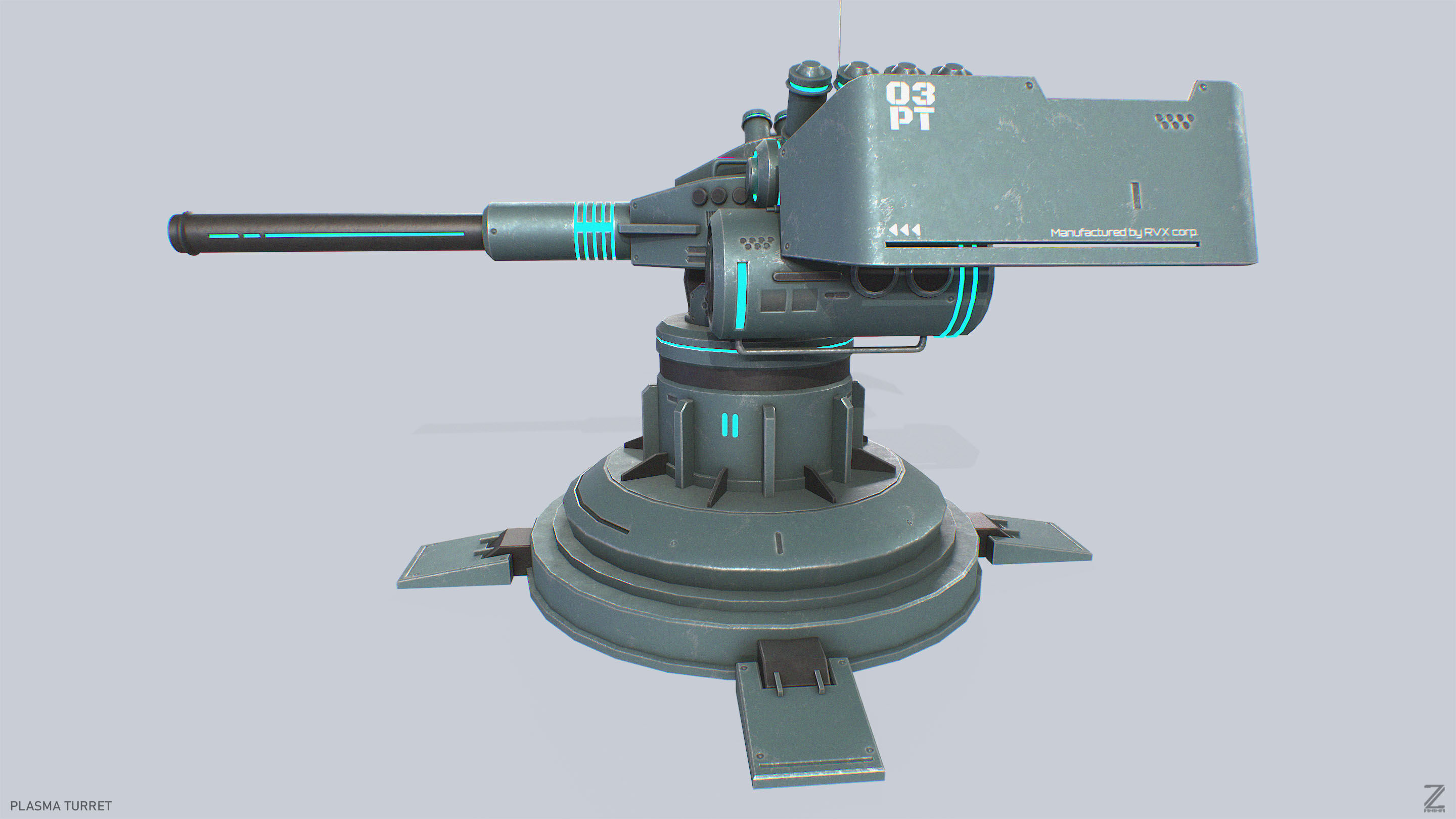Plasma turret Low-poly 3D model_2