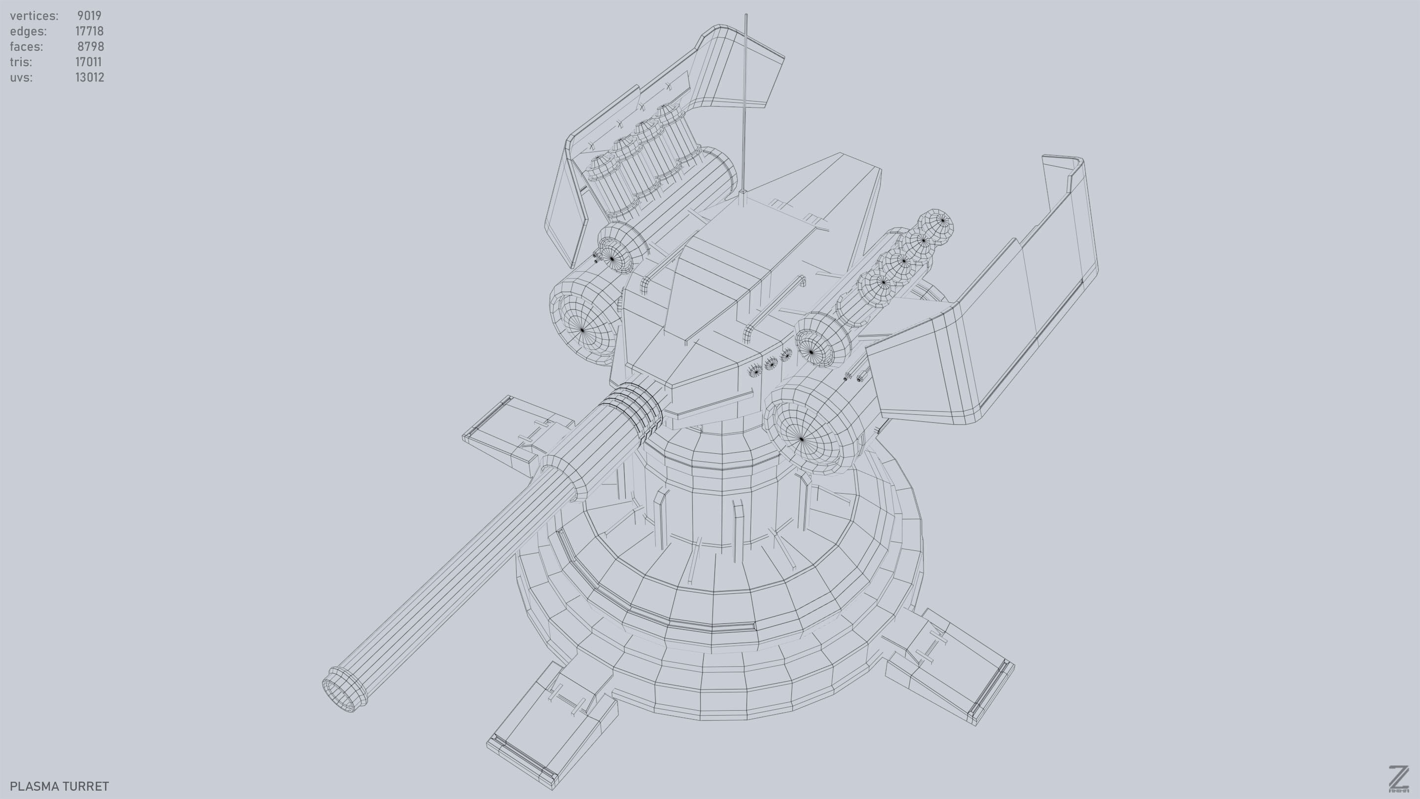 Plasma turret Low-poly 3D model_15
