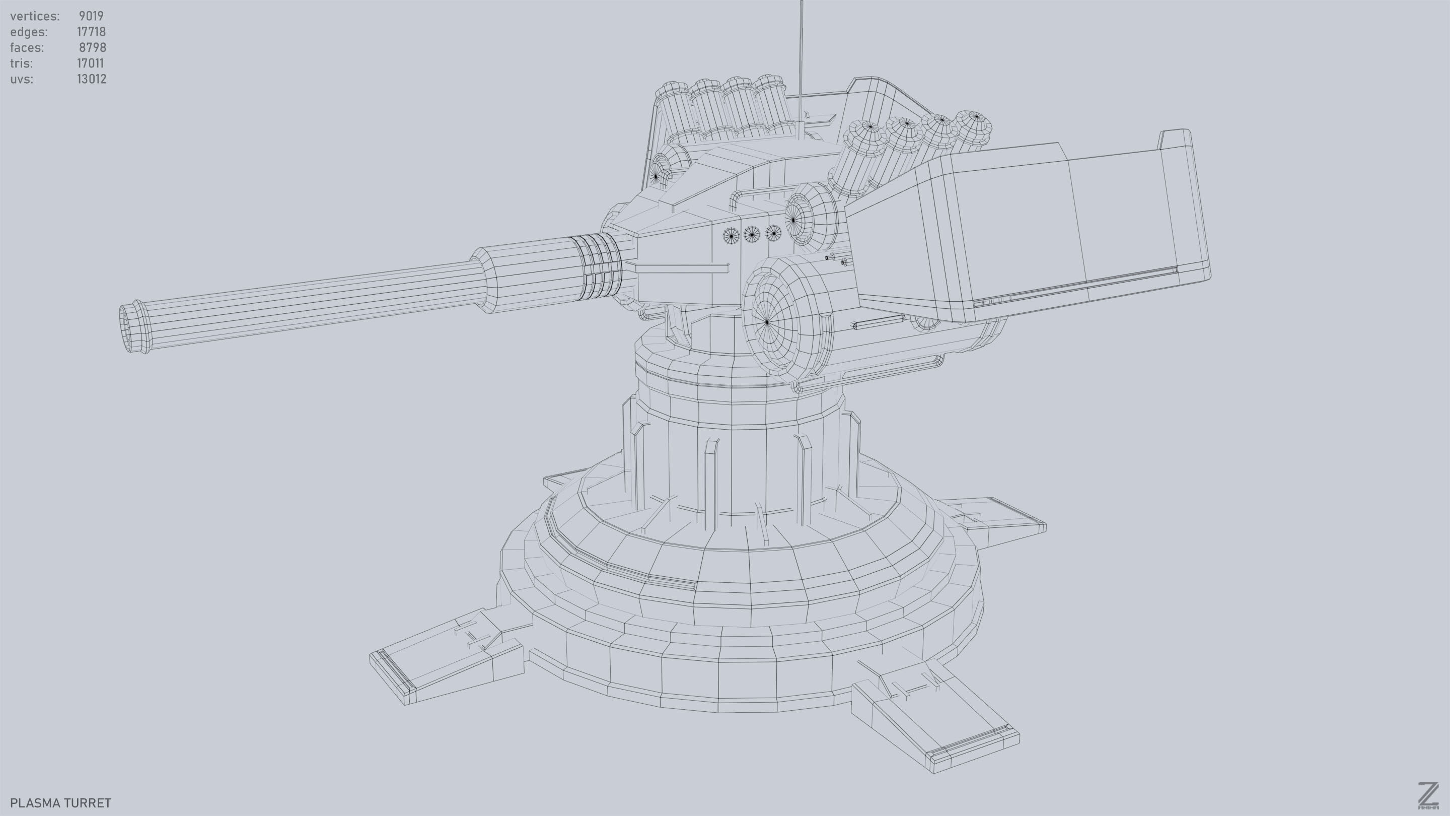 Plasma turret Low-poly 3D model_9