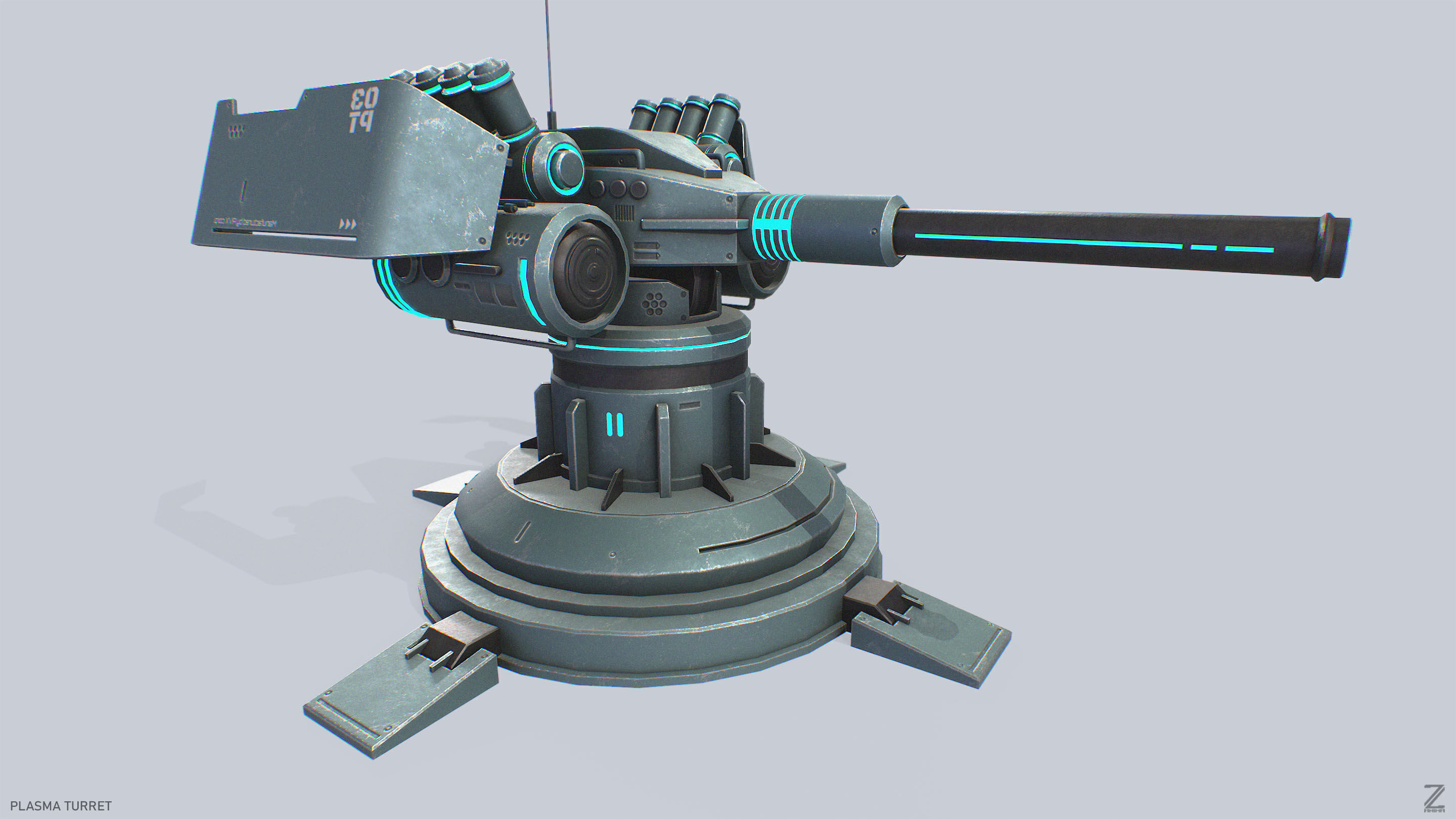 Plasma turret Low-poly 3D model_8