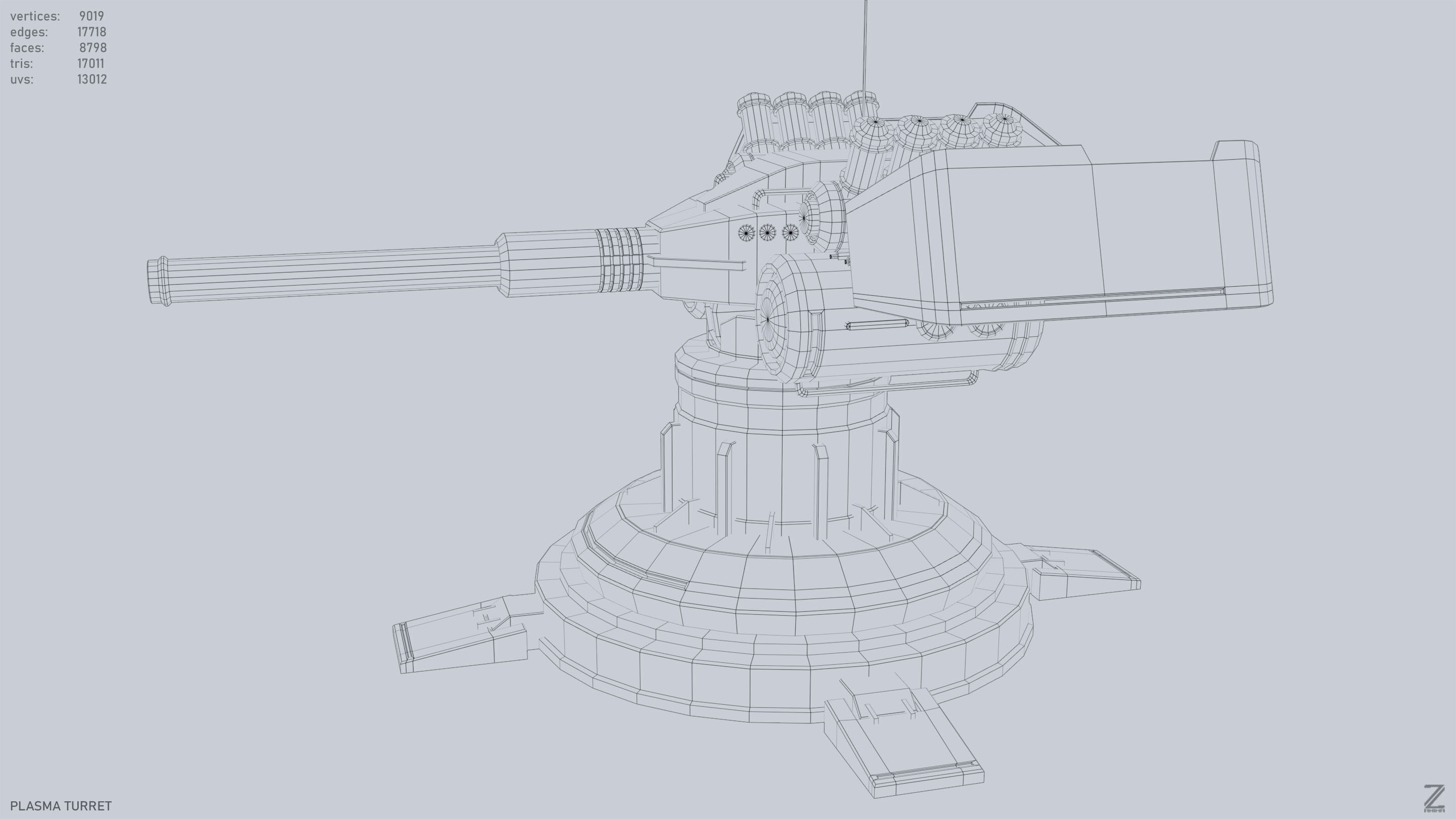Plasma turret Low-poly 3D model_10