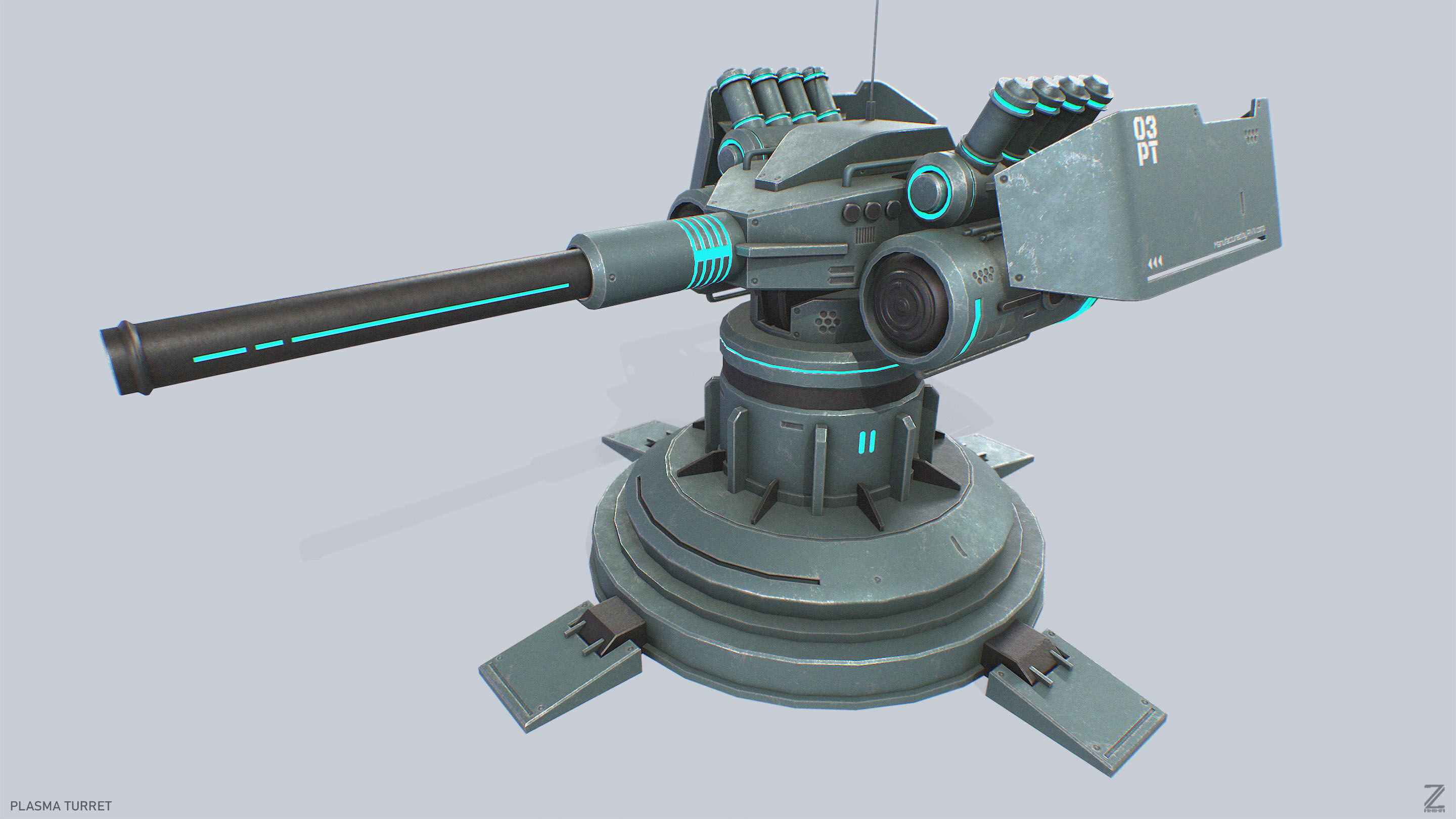 Plasma turret Low-poly 3D model_7