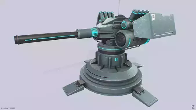 Plasma turret Low-poly 3D model Plasma turret Low-poly 3D model