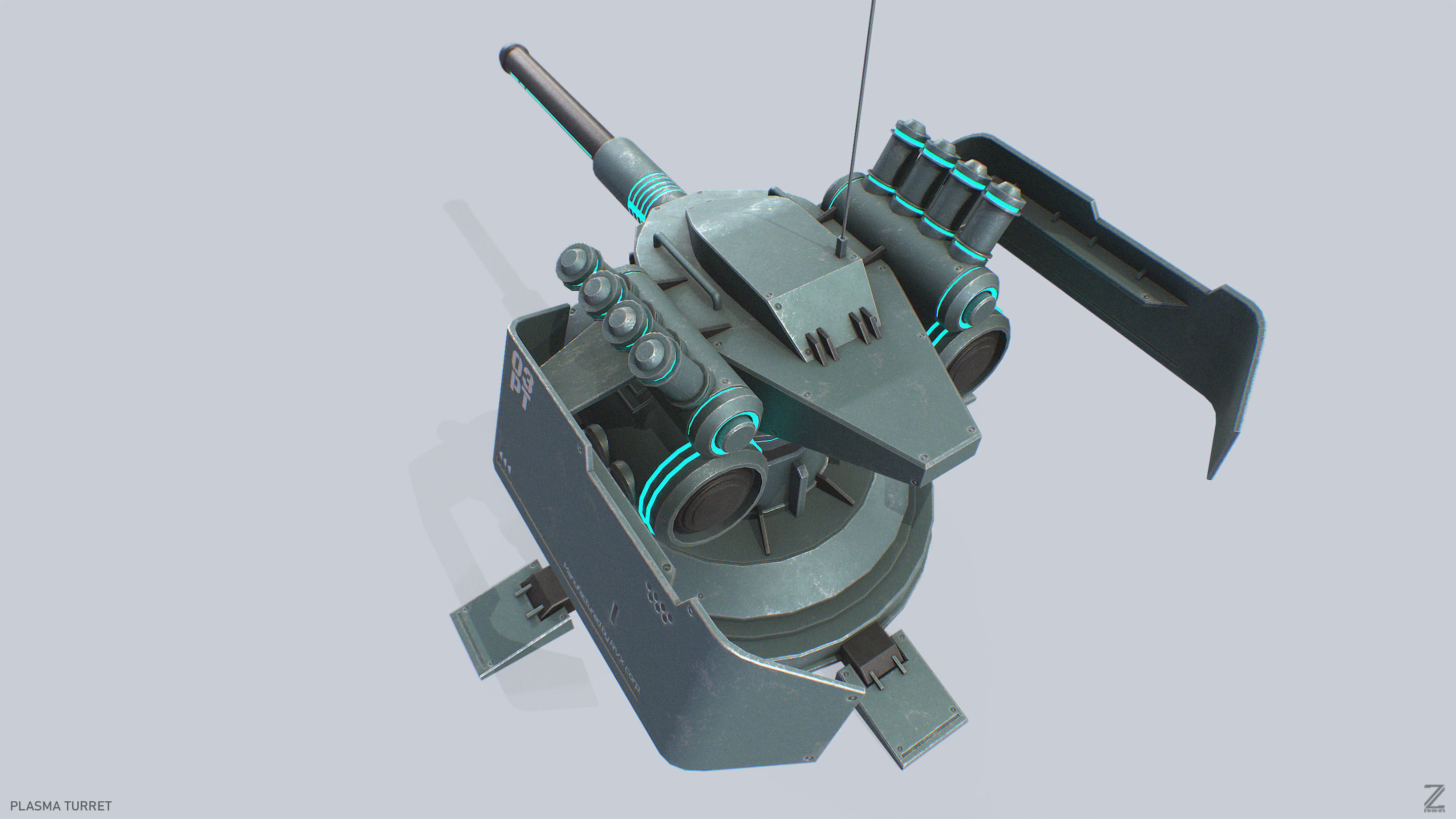 Plasma turret Low-poly 3D model_5