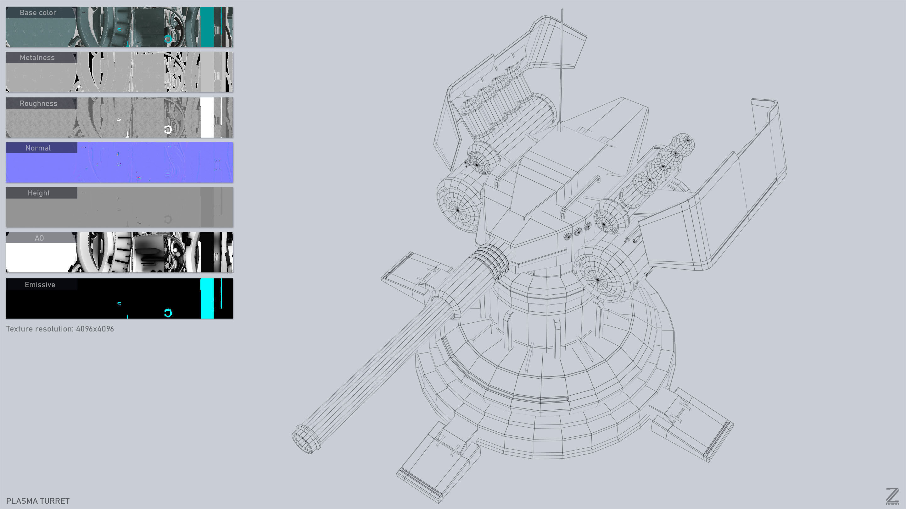 Plasma turret Low-poly 3D model_4
