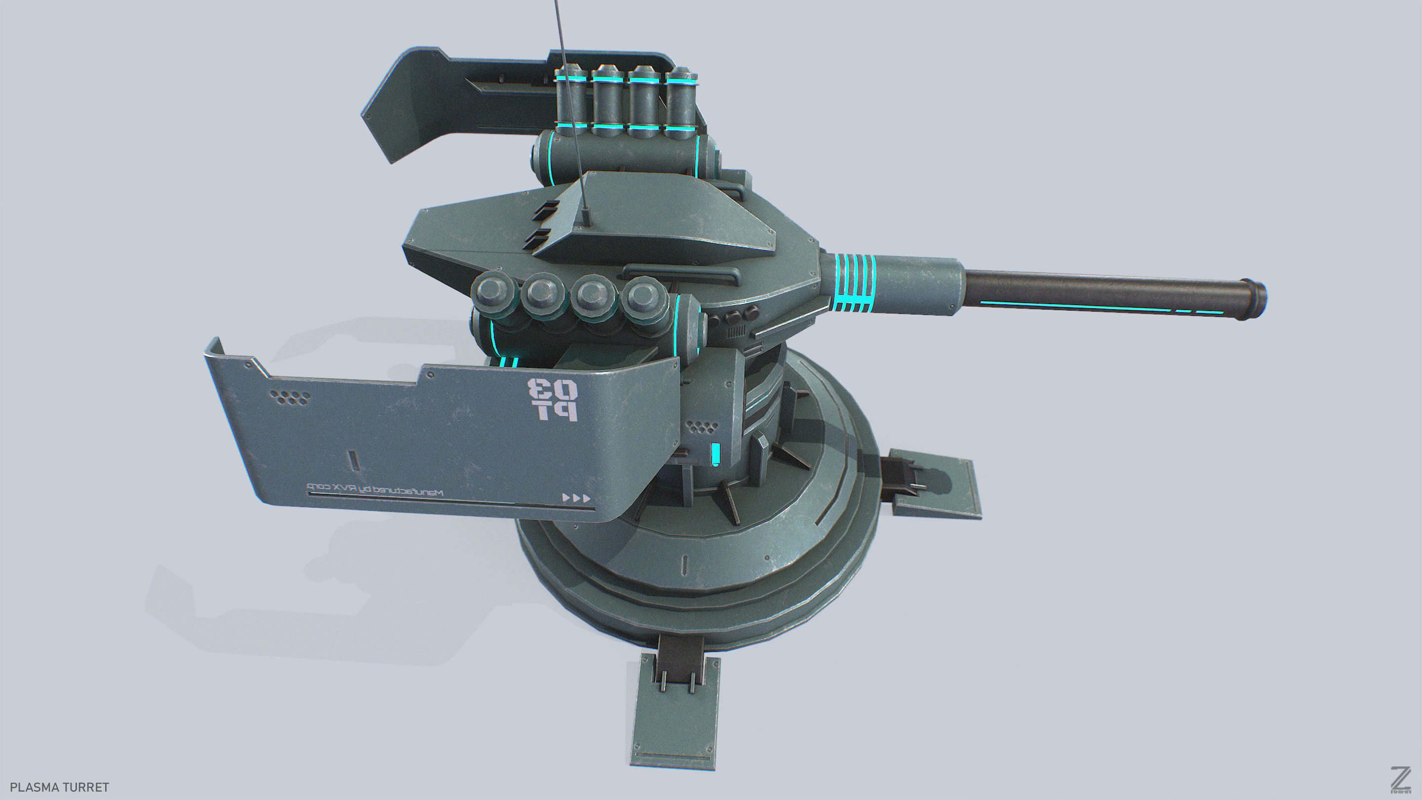 Plasma turret Low-poly 3D model_6