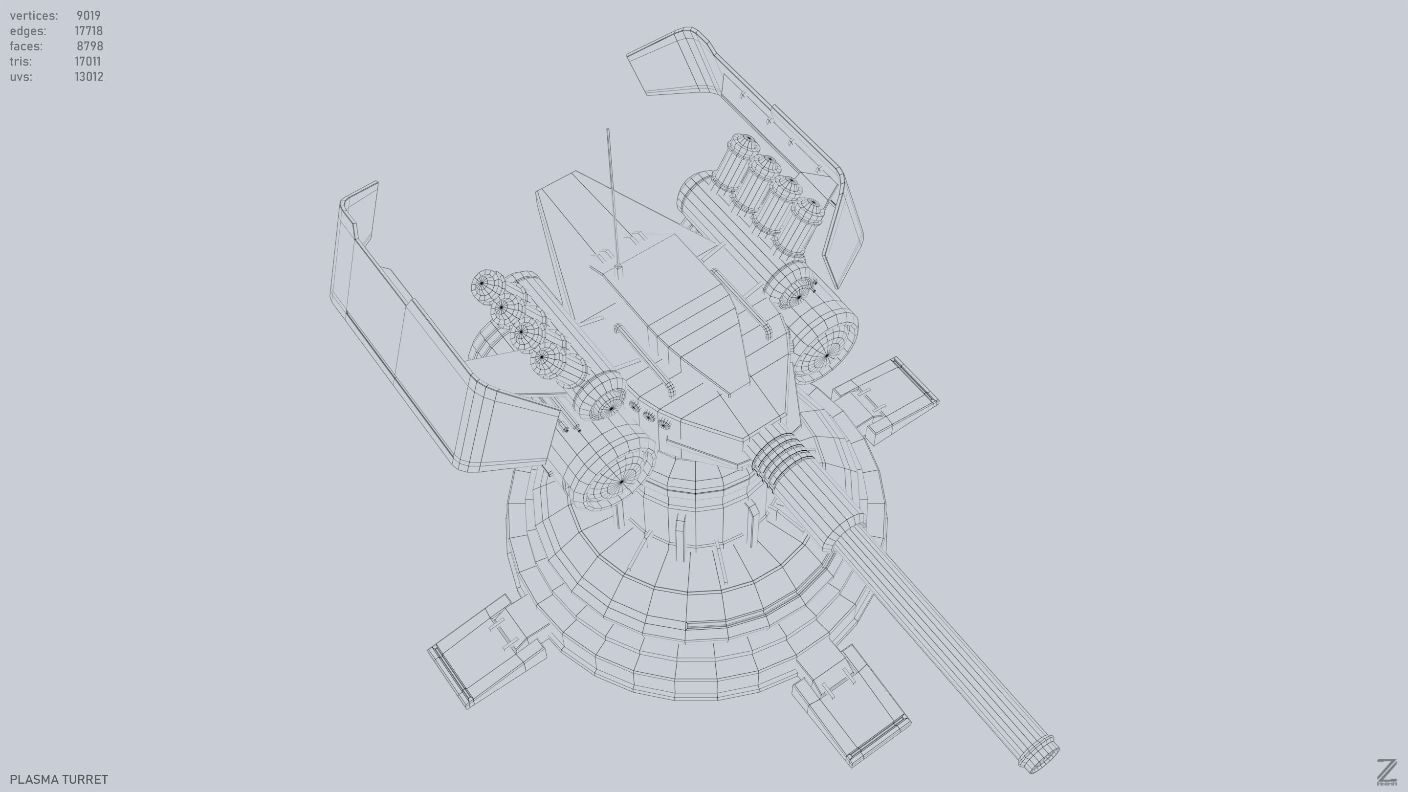 Plasma turret Low-poly 3D model_14