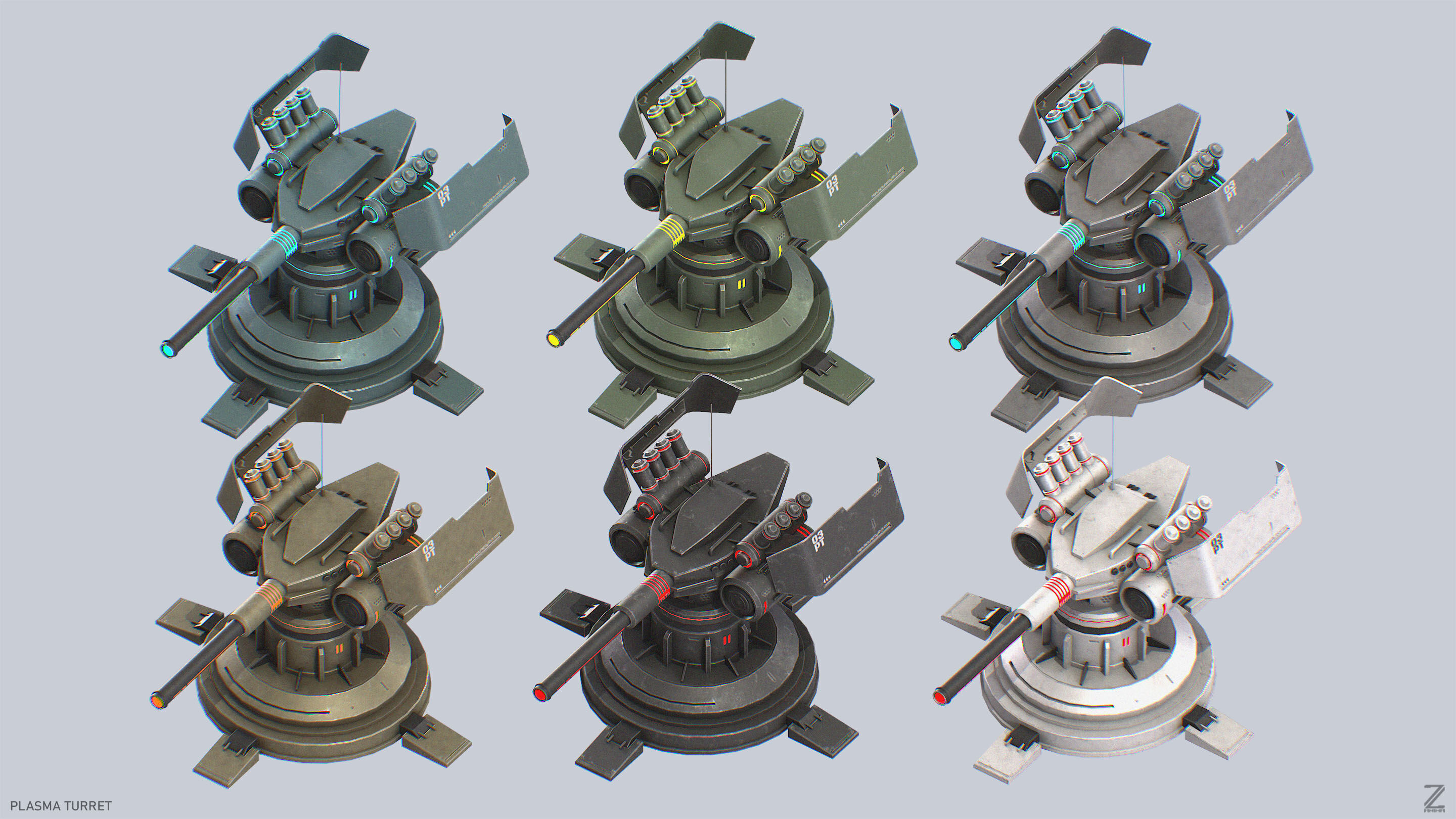 Plasma turret Low-poly 3D model_3