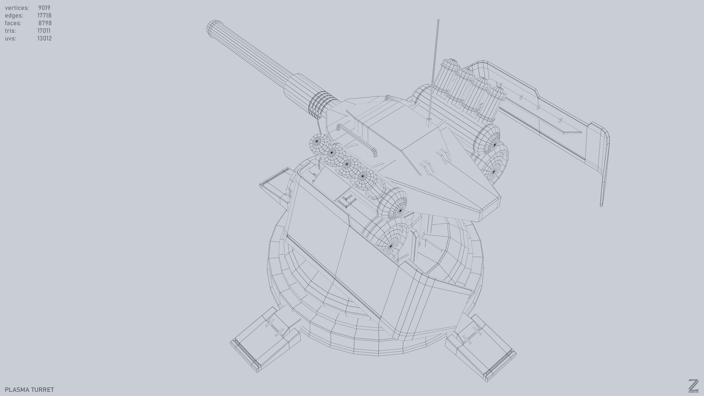 Plasma turret Low-poly 3D model_11