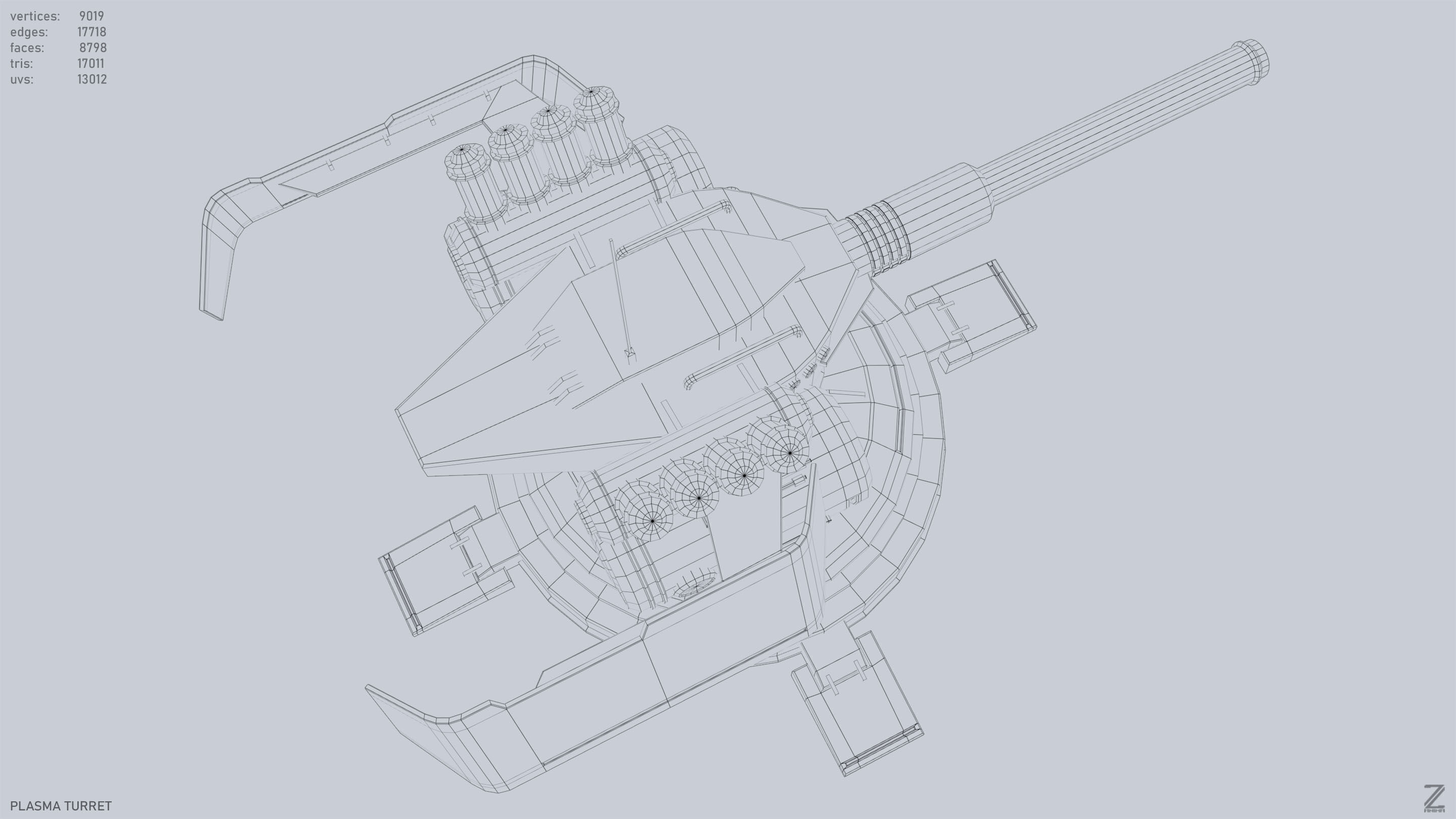 Plasma turret Low-poly 3D model_12