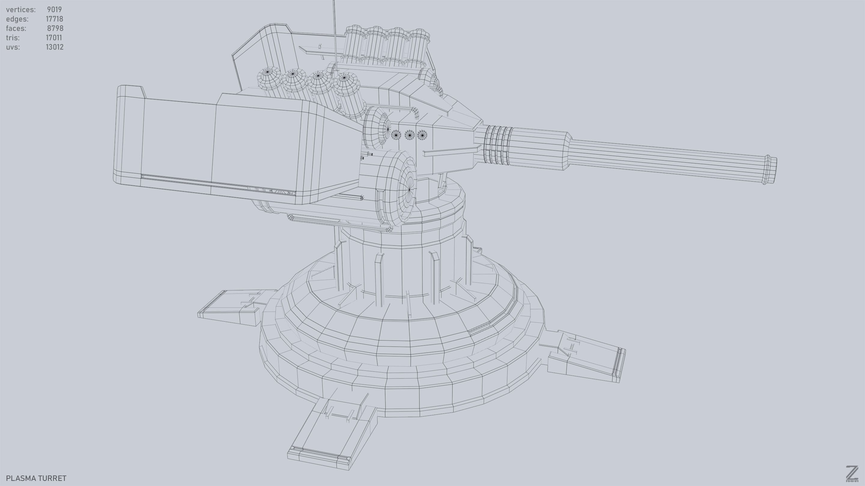 Plasma turret Low-poly 3D model_13