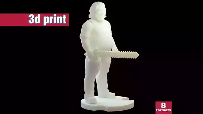 Minecraft-Inspired Warrior with Pixel Sword 3D print model