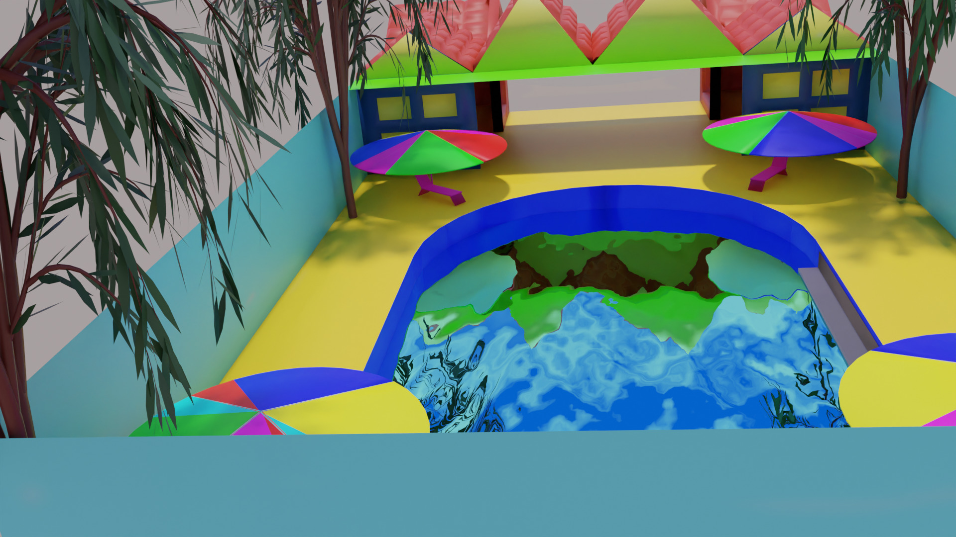 Small Swimming Pool Low-poly 3D model_3