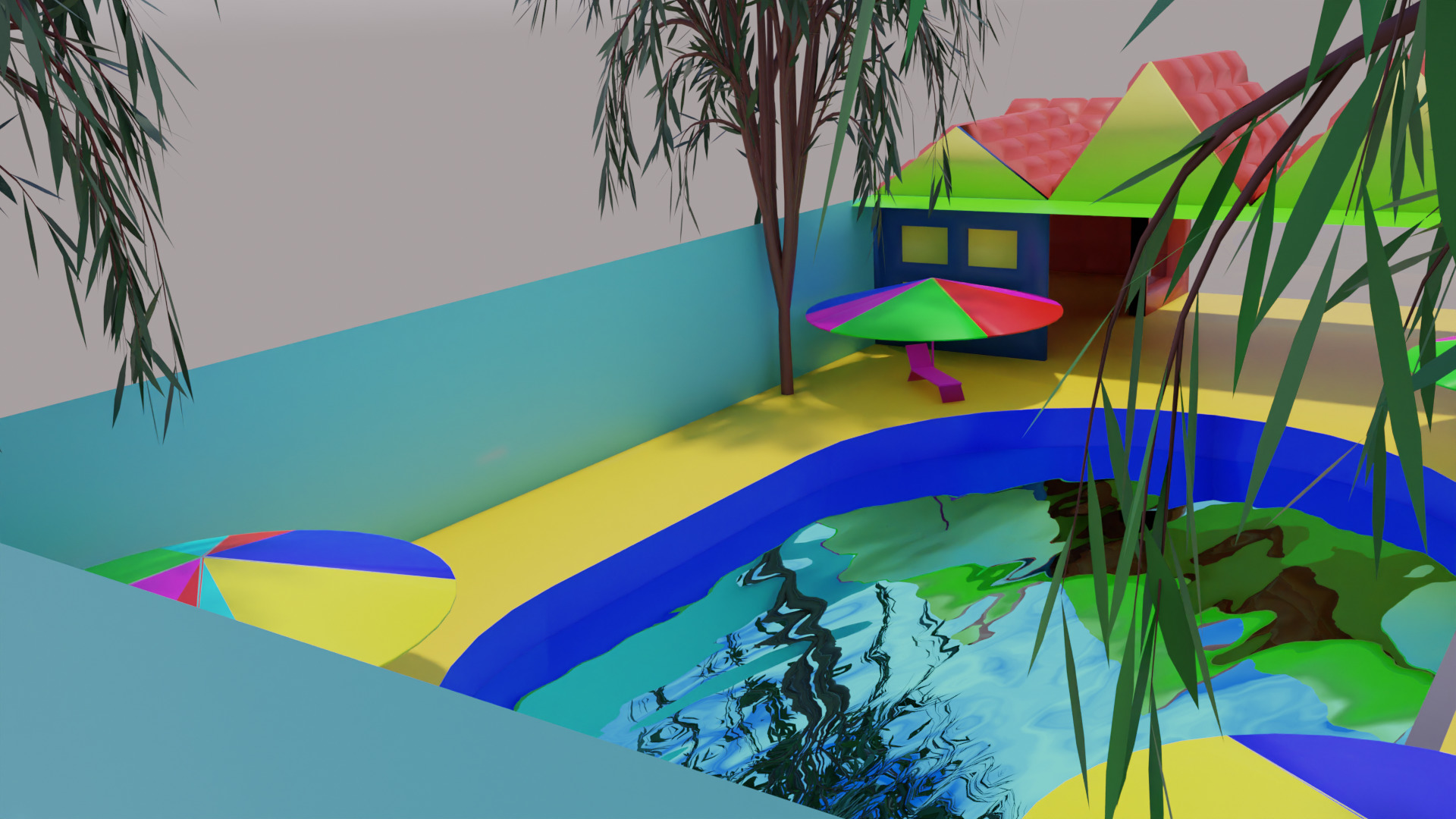 Small Swimming Pool Low-poly 3D model_2