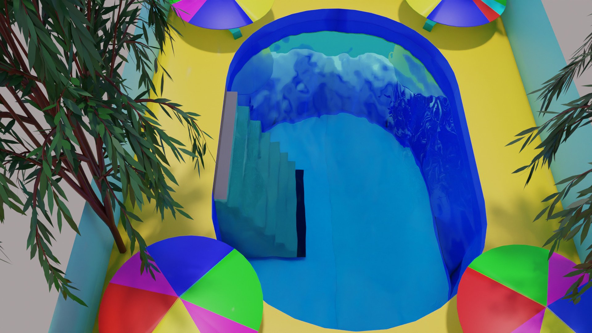 Small Swimming Pool Low-poly 3D model_10