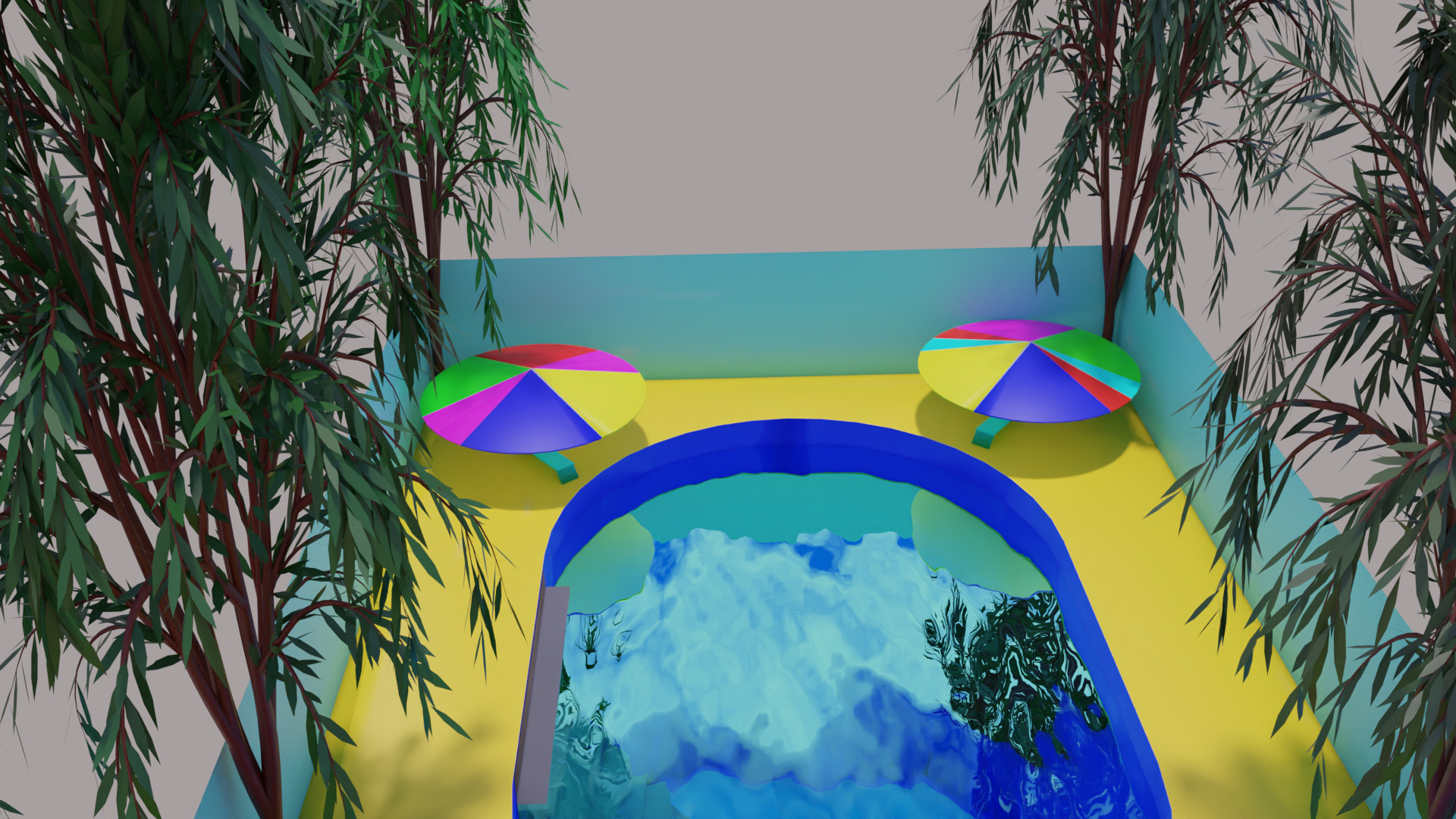 Small Swimming Pool Low-poly 3D model_9